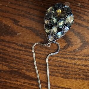 Vera Wang Silver Necklace with Blue and Gold Accents